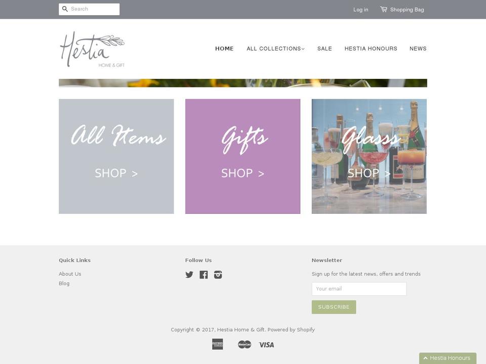 hestiahomeandgift.co.uk shopify website screenshot