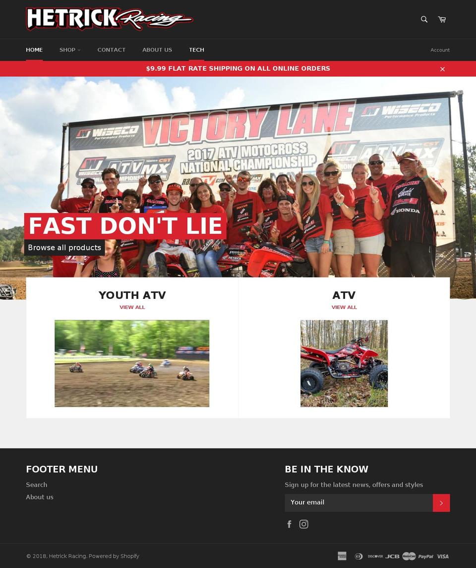 hetrickracing.com shopify website screenshot