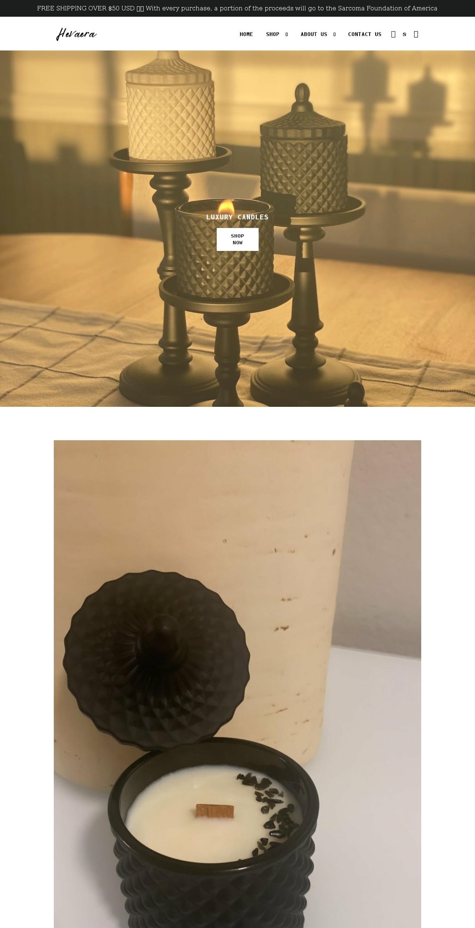 hevaera.com shopify website screenshot