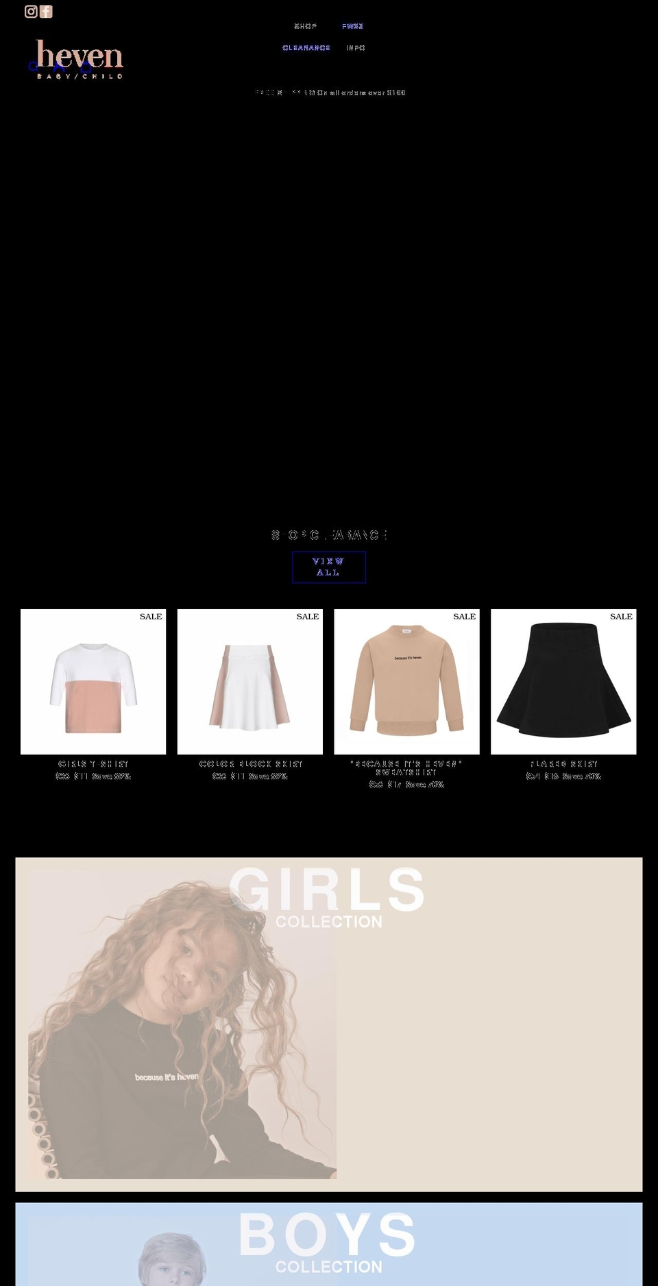 hevenchild.com shopify website screenshot