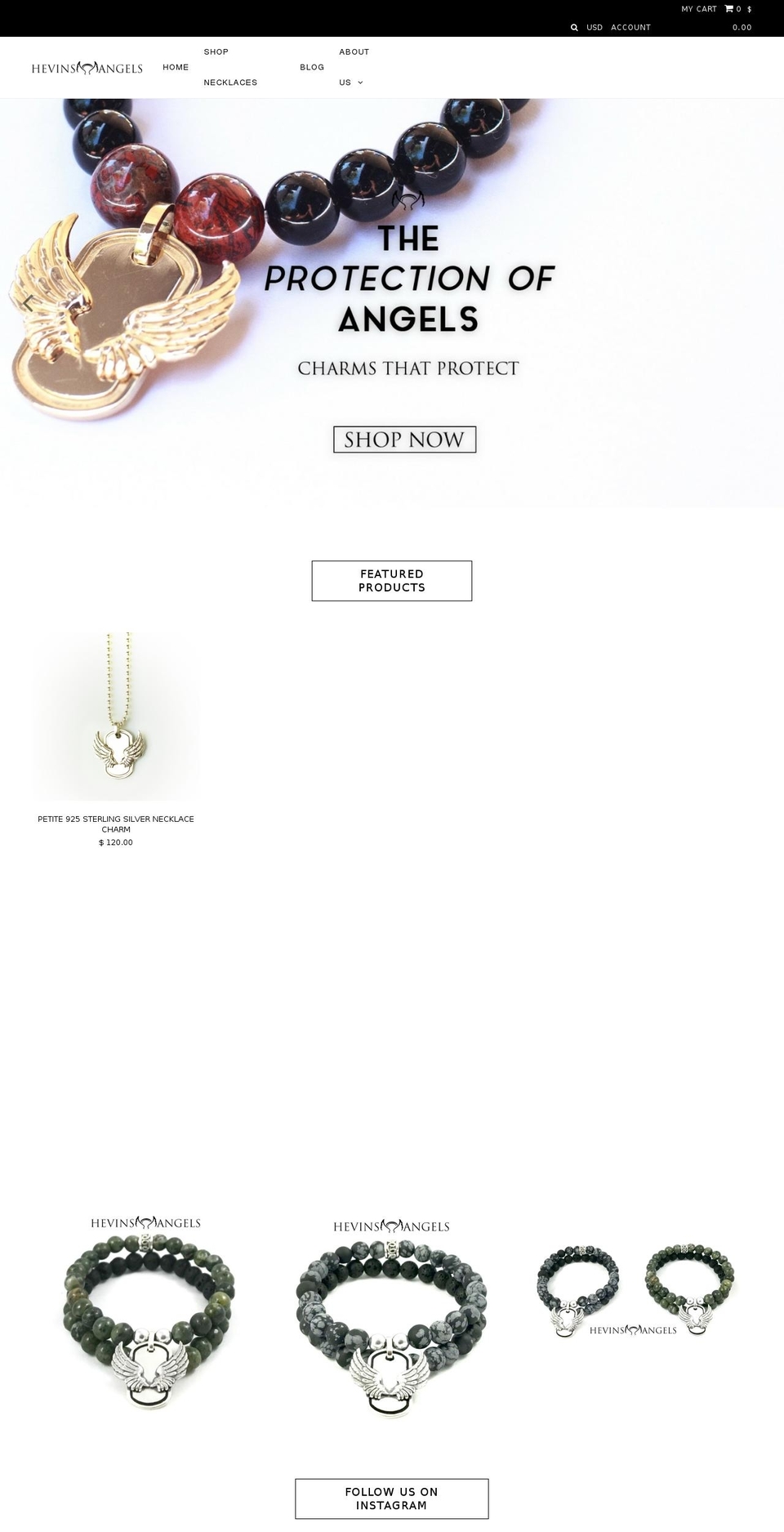 hevinsangels.com shopify website screenshot
