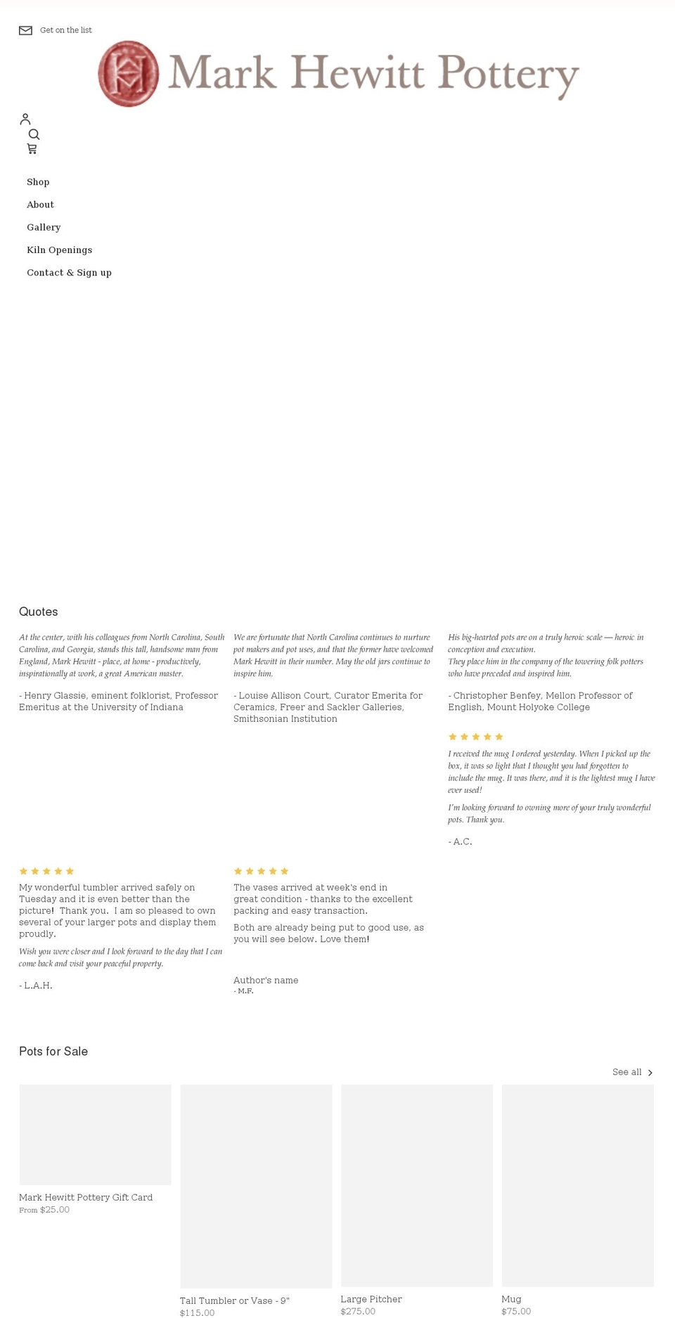 hewittpotterystore.com shopify website screenshot