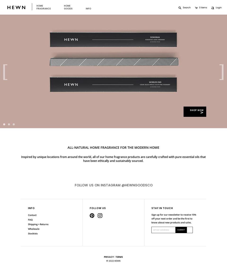 hewn-goods.com — Shopify storefront screenshot