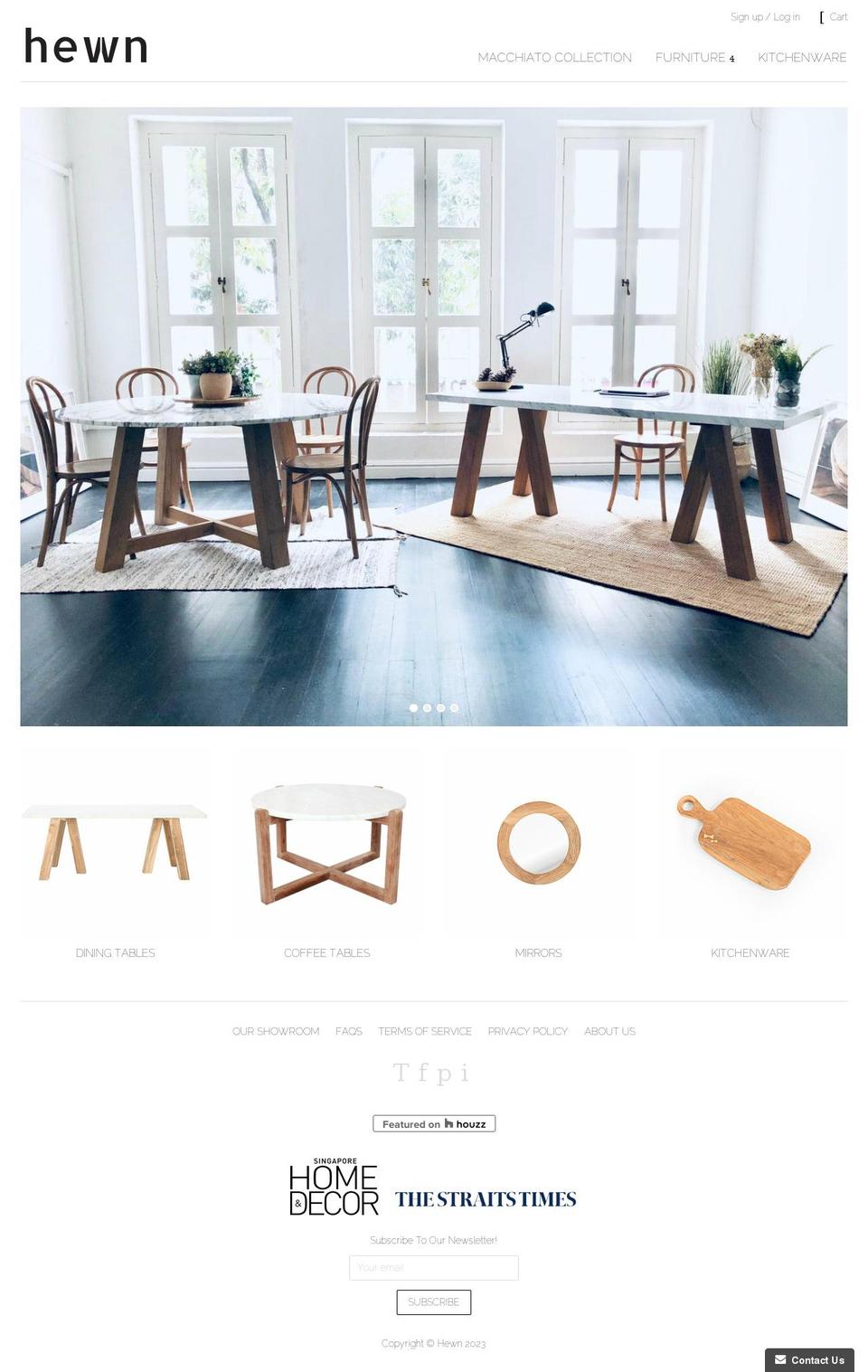 hewn.sg shopify website screenshot