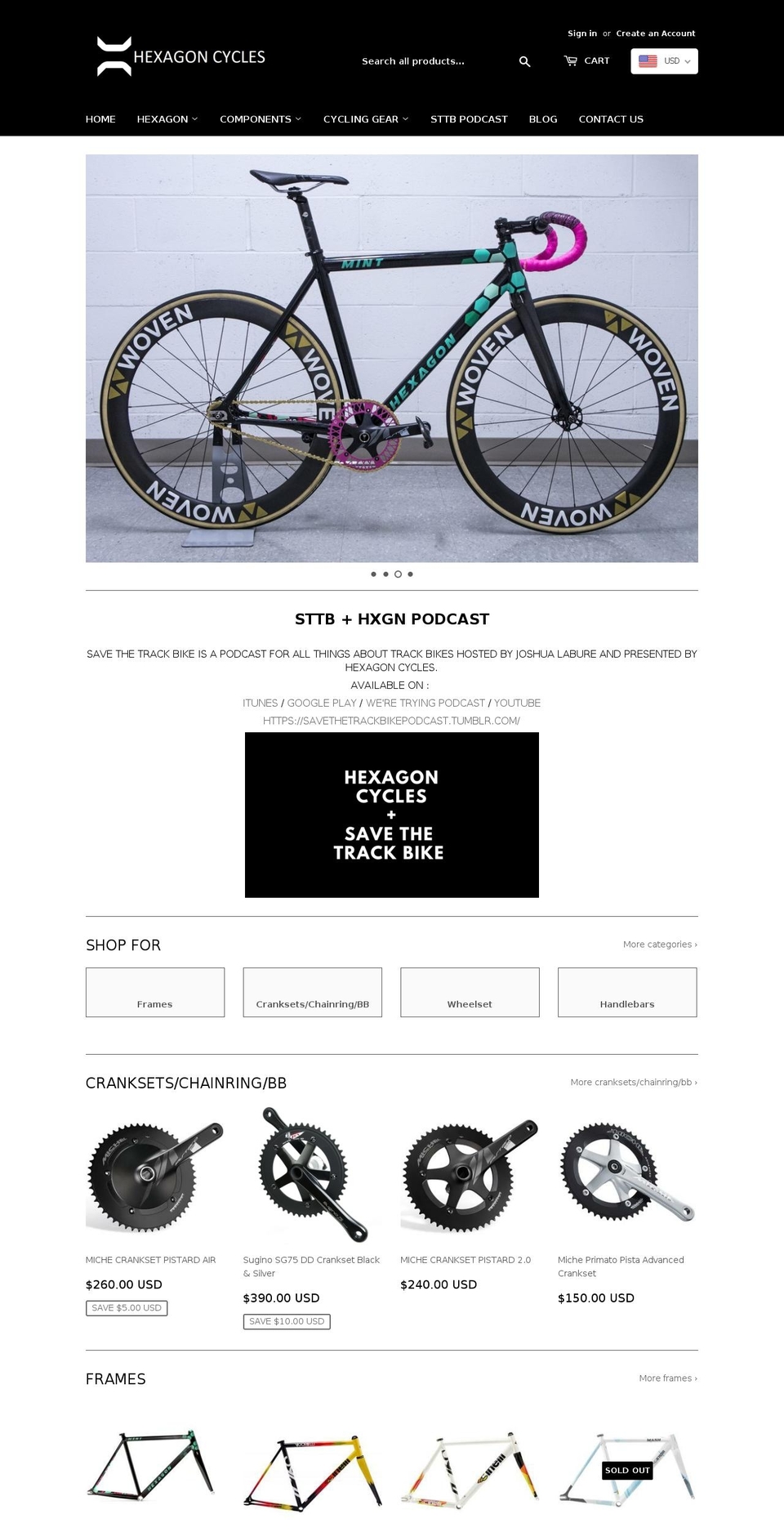 hexagoncycles.com — Shopify storefront screenshot