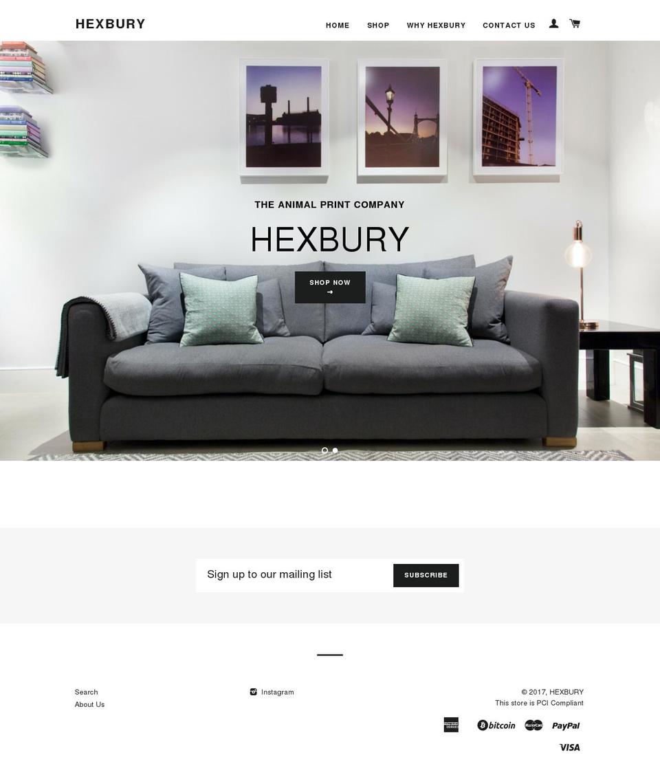 hexbury.com shopify website screenshot