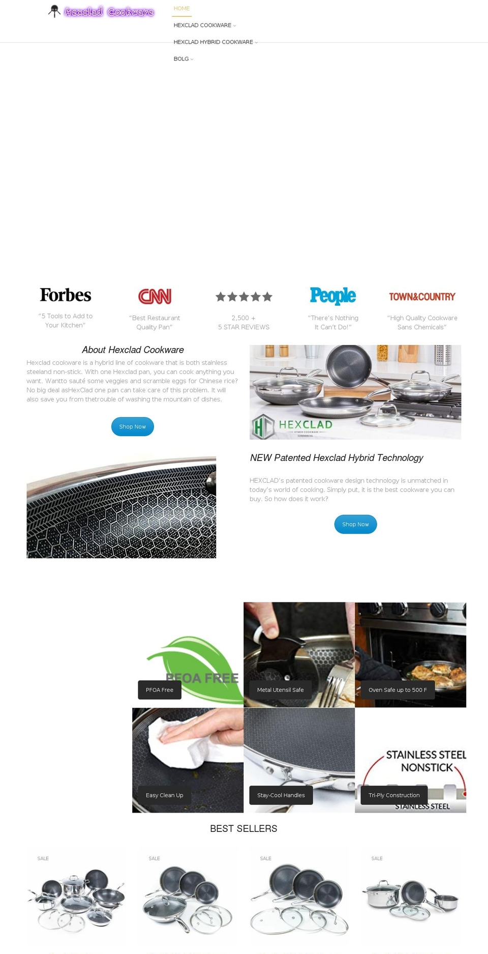 hexcladcookware.com — Shopify storefront screenshot