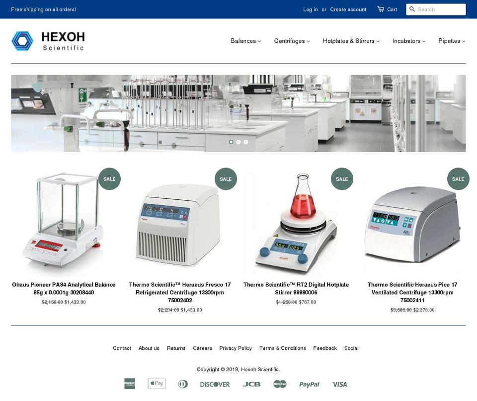 hexoh.com — Shopify storefront screenshot