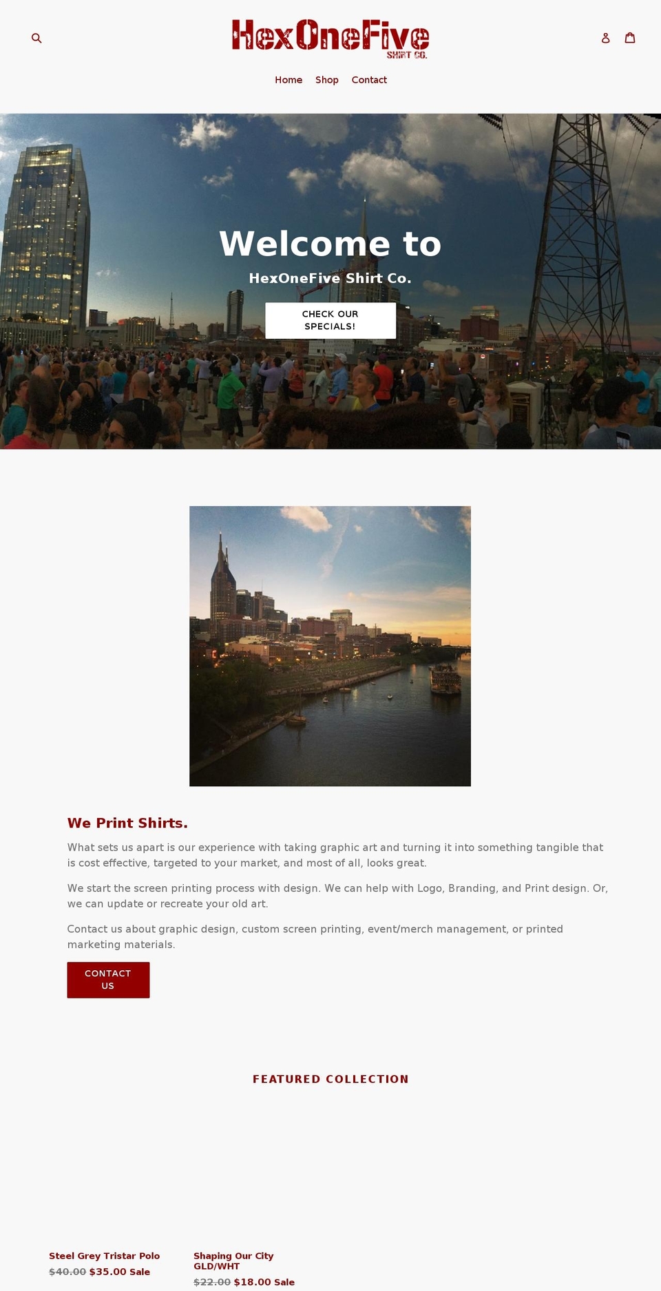hexonefive.com — Shopify storefront screenshot