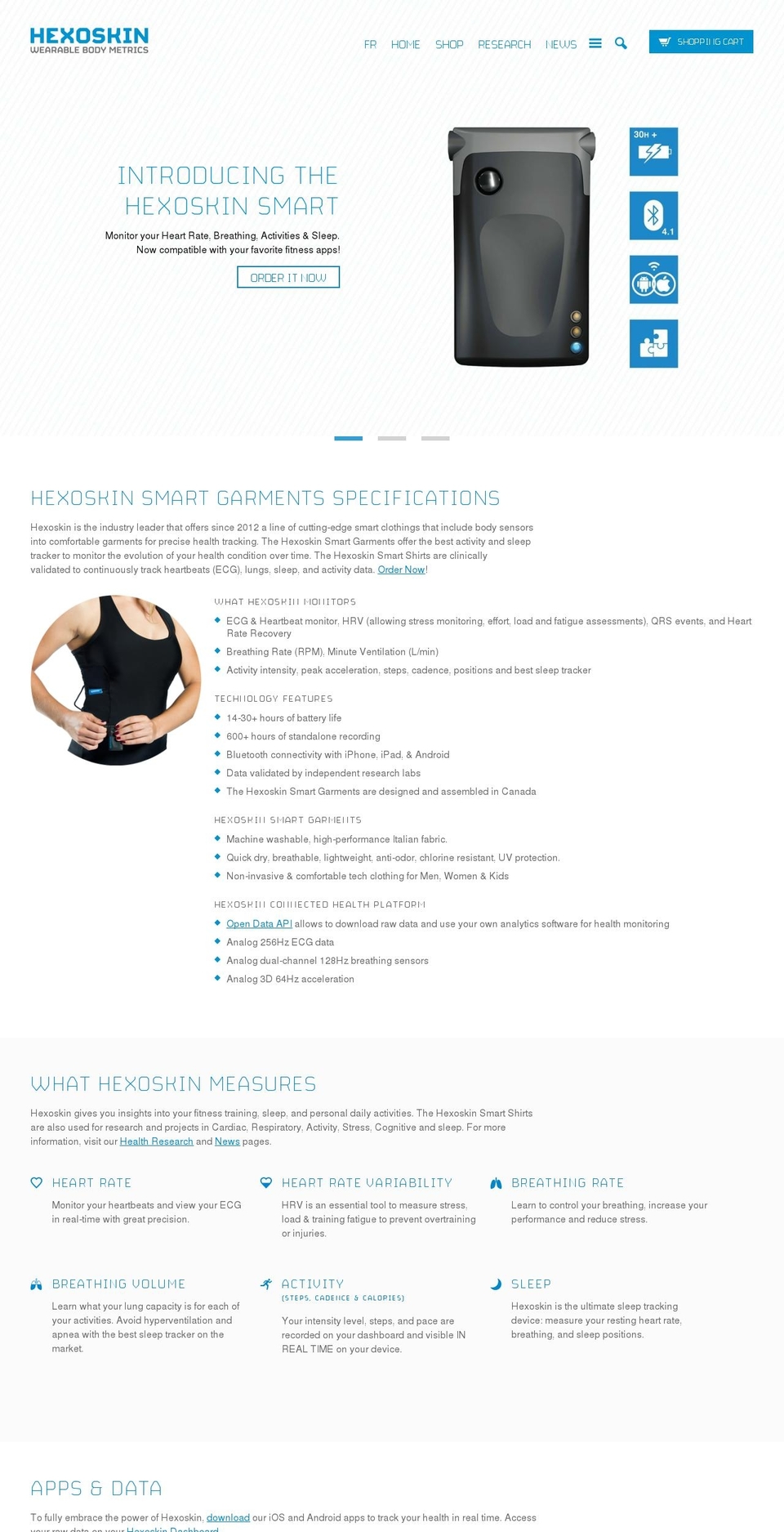 hexoskin.org shopify website screenshot