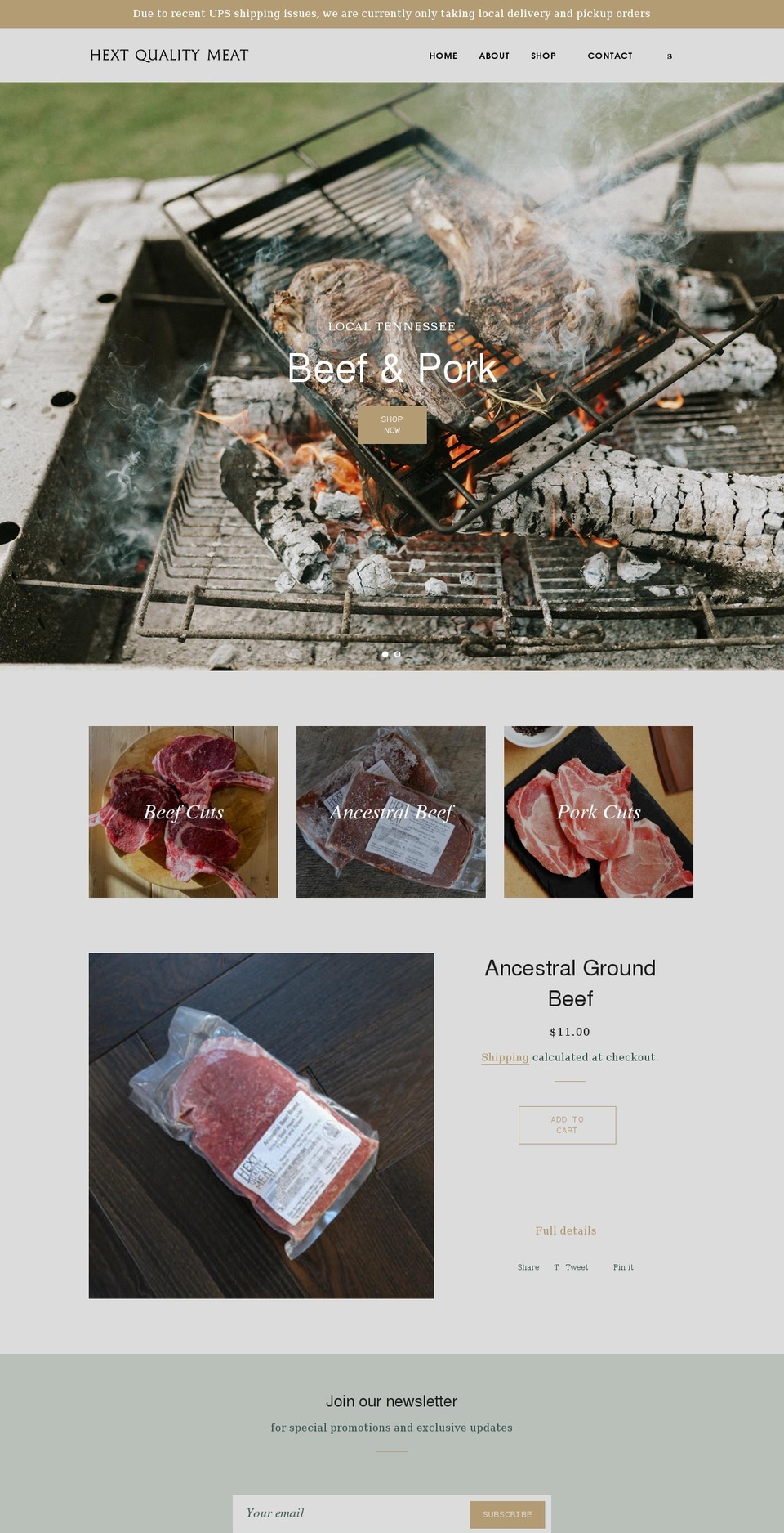 hextqualitymeat.com shopify website screenshot