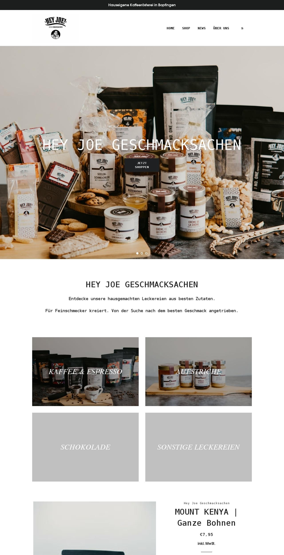 hey-joe.com shopify website screenshot