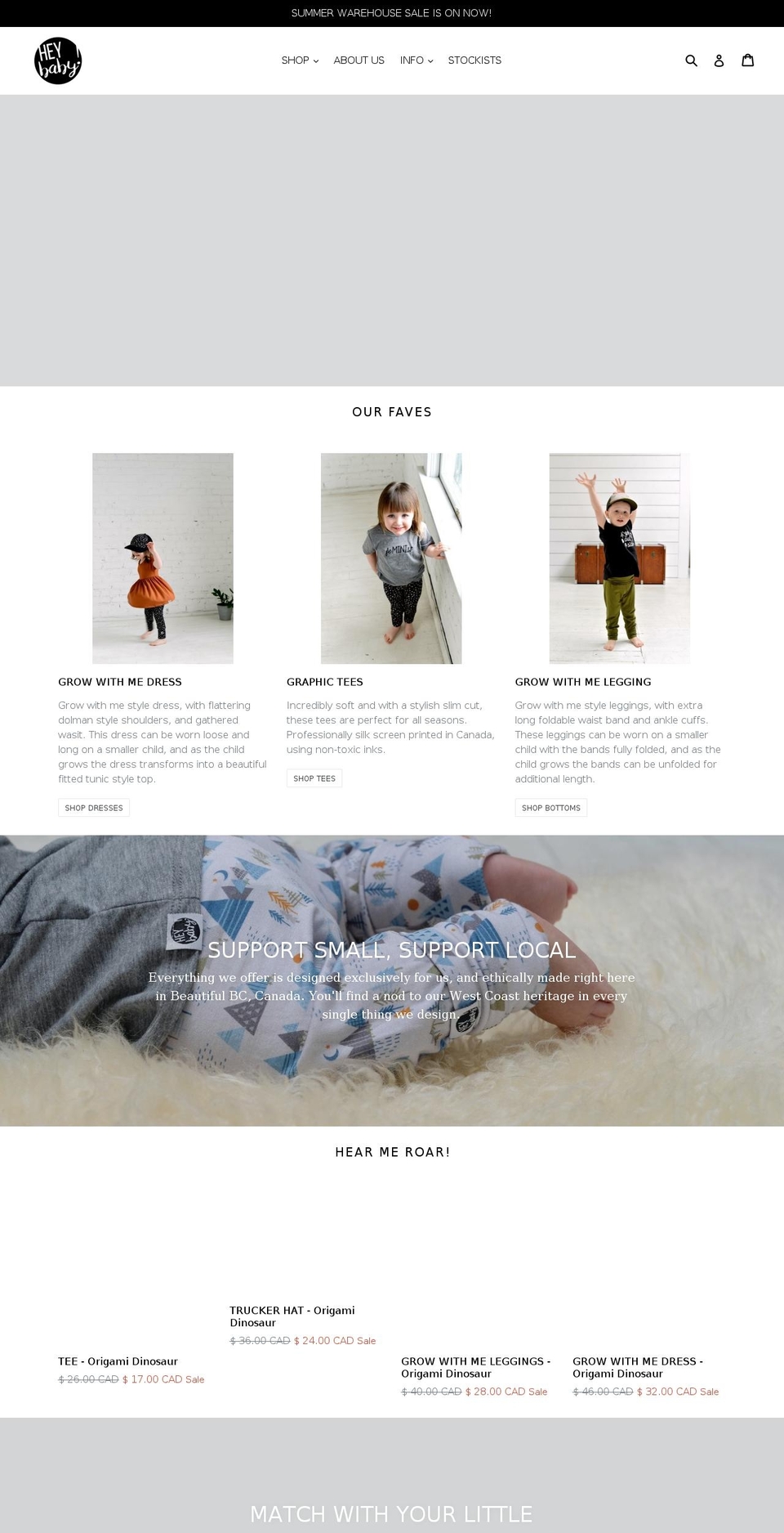 heybaby.ca shopify website screenshot