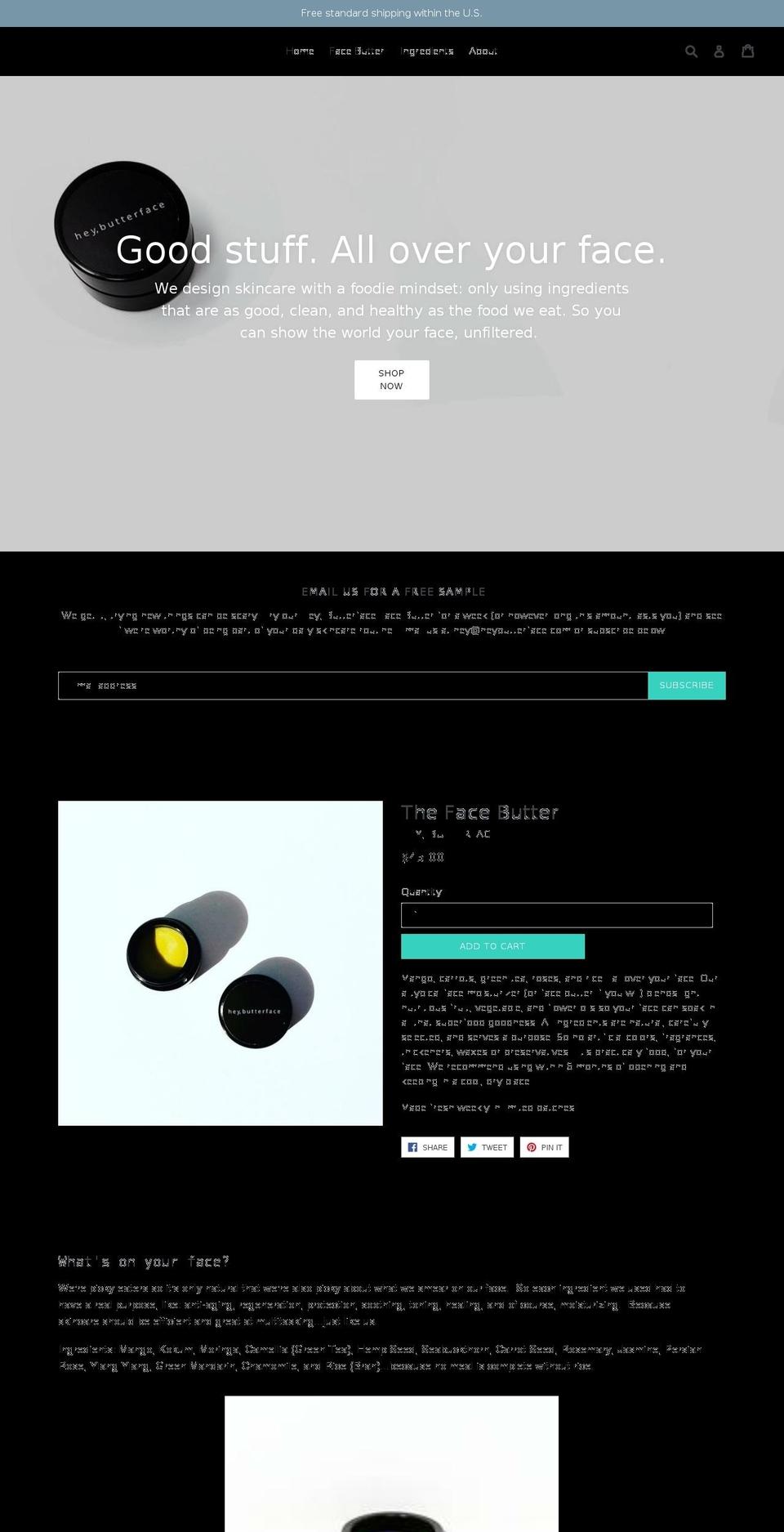 heybutterface.com — Shopify storefront screenshot