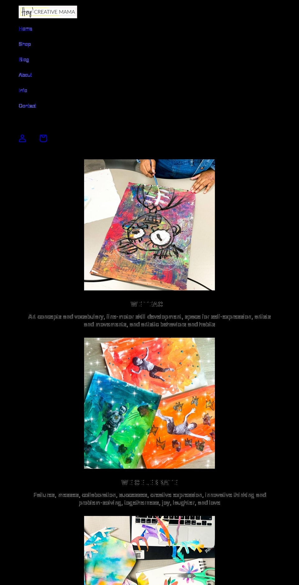 heycreativemama.com shopify website screenshot