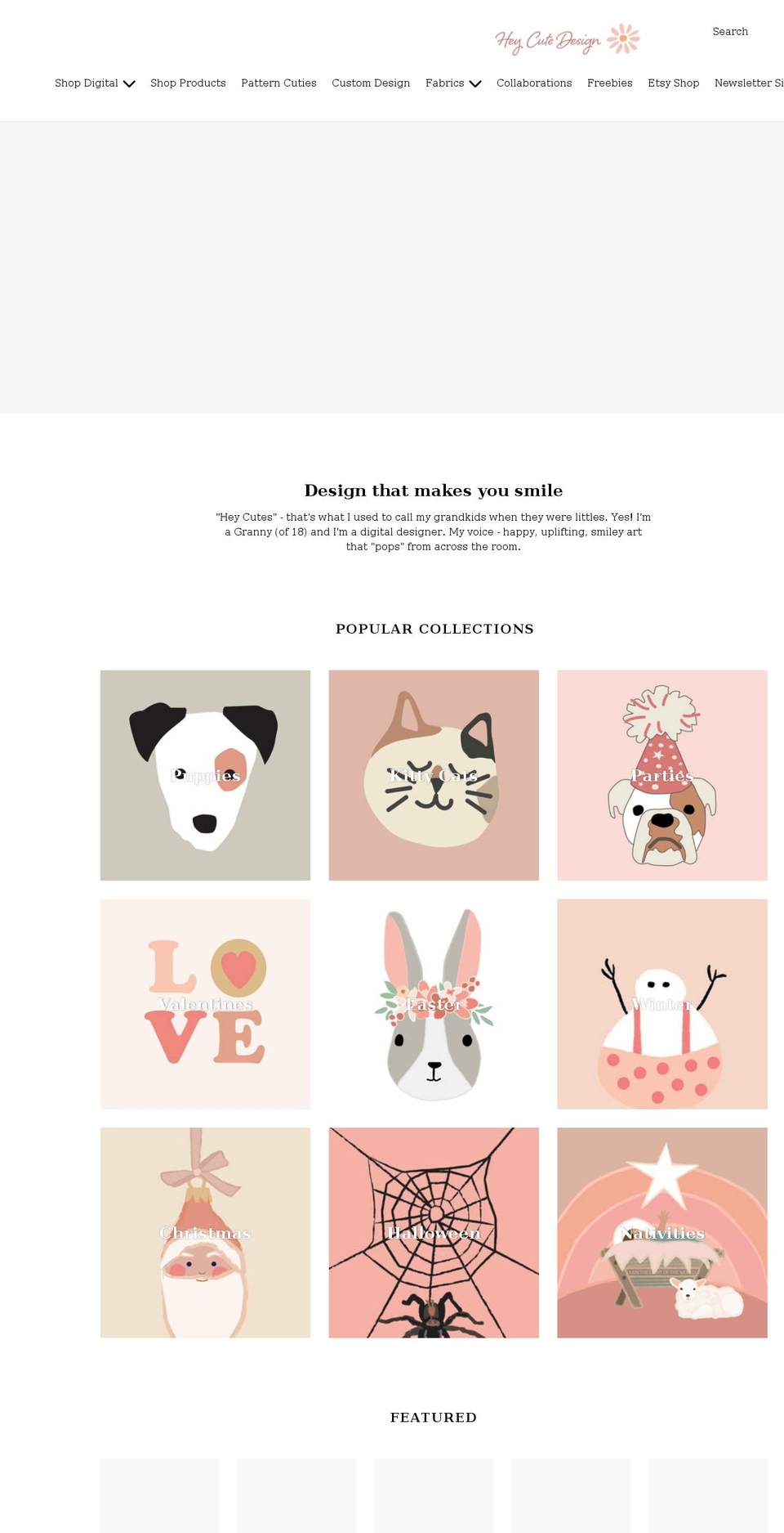 heycutedesign.com shopify website screenshot