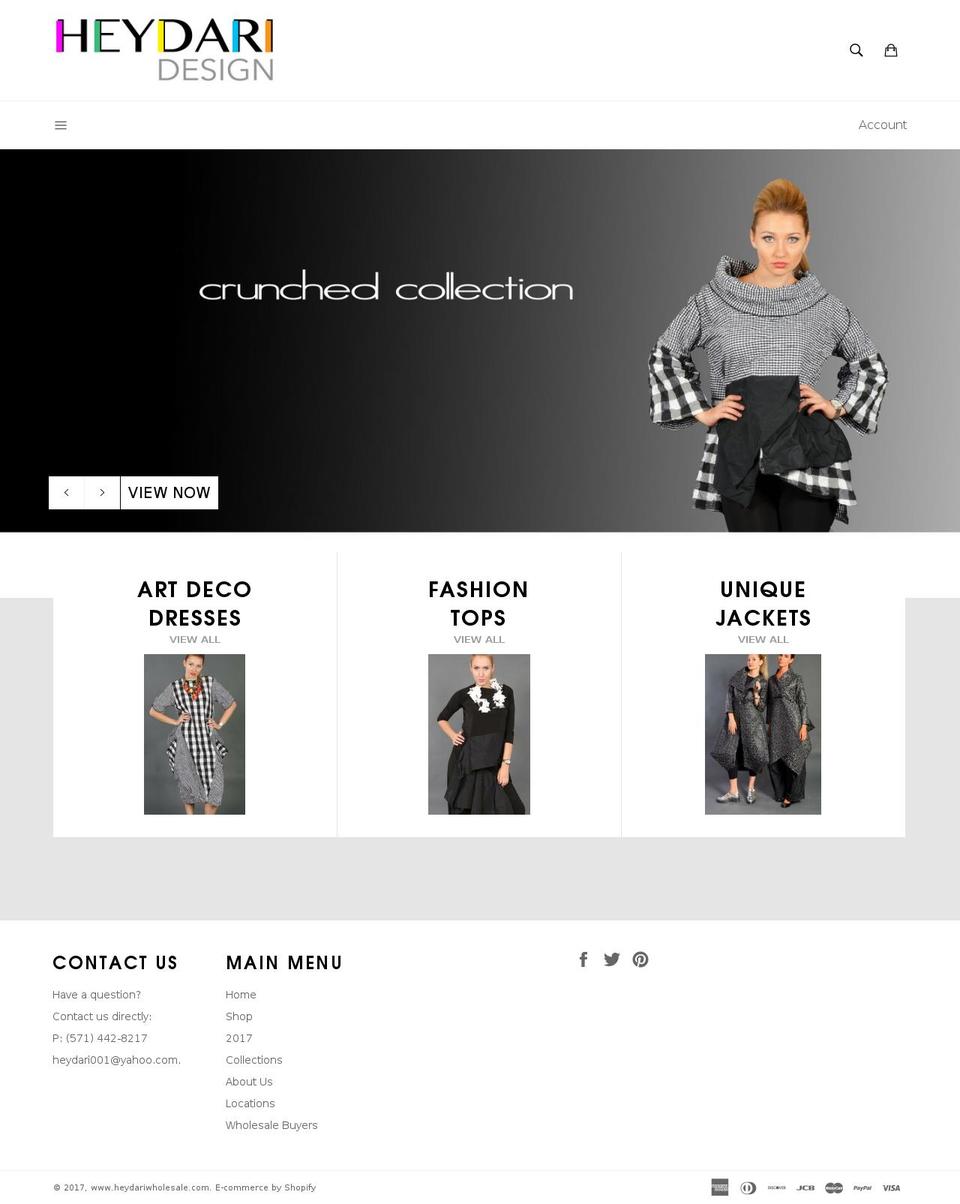 heydariwholesale.com shopify website screenshot