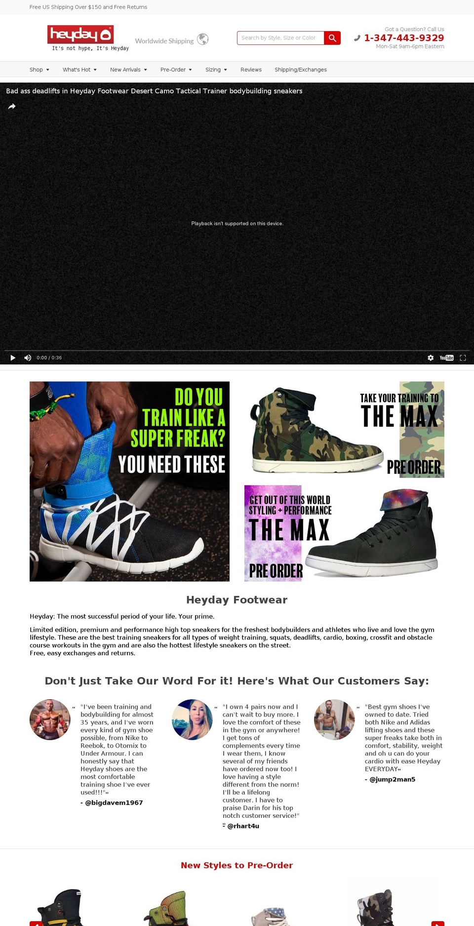 heydayfootwear.com shopify website screenshot