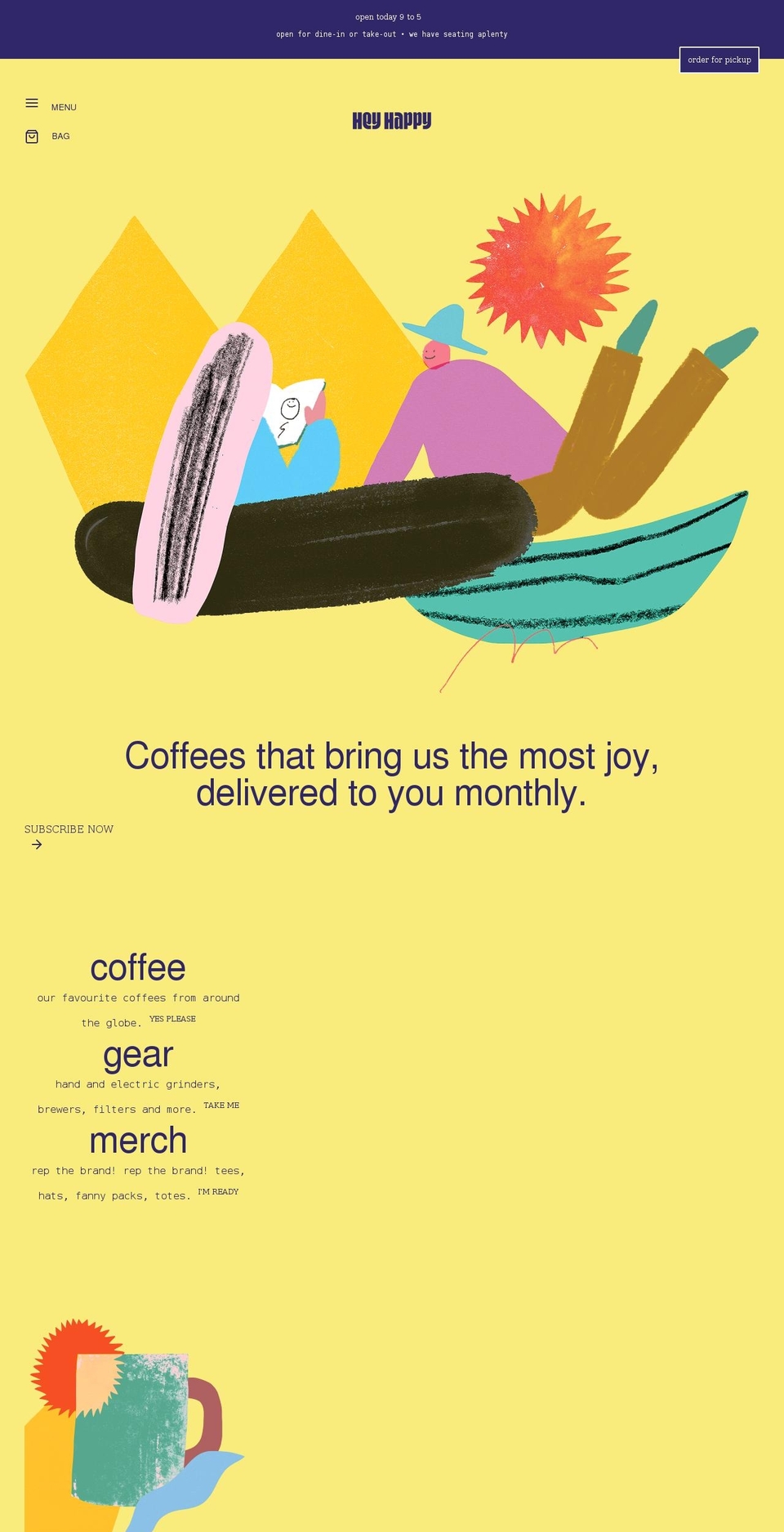 heyhappycoffee.com shopify website screenshot