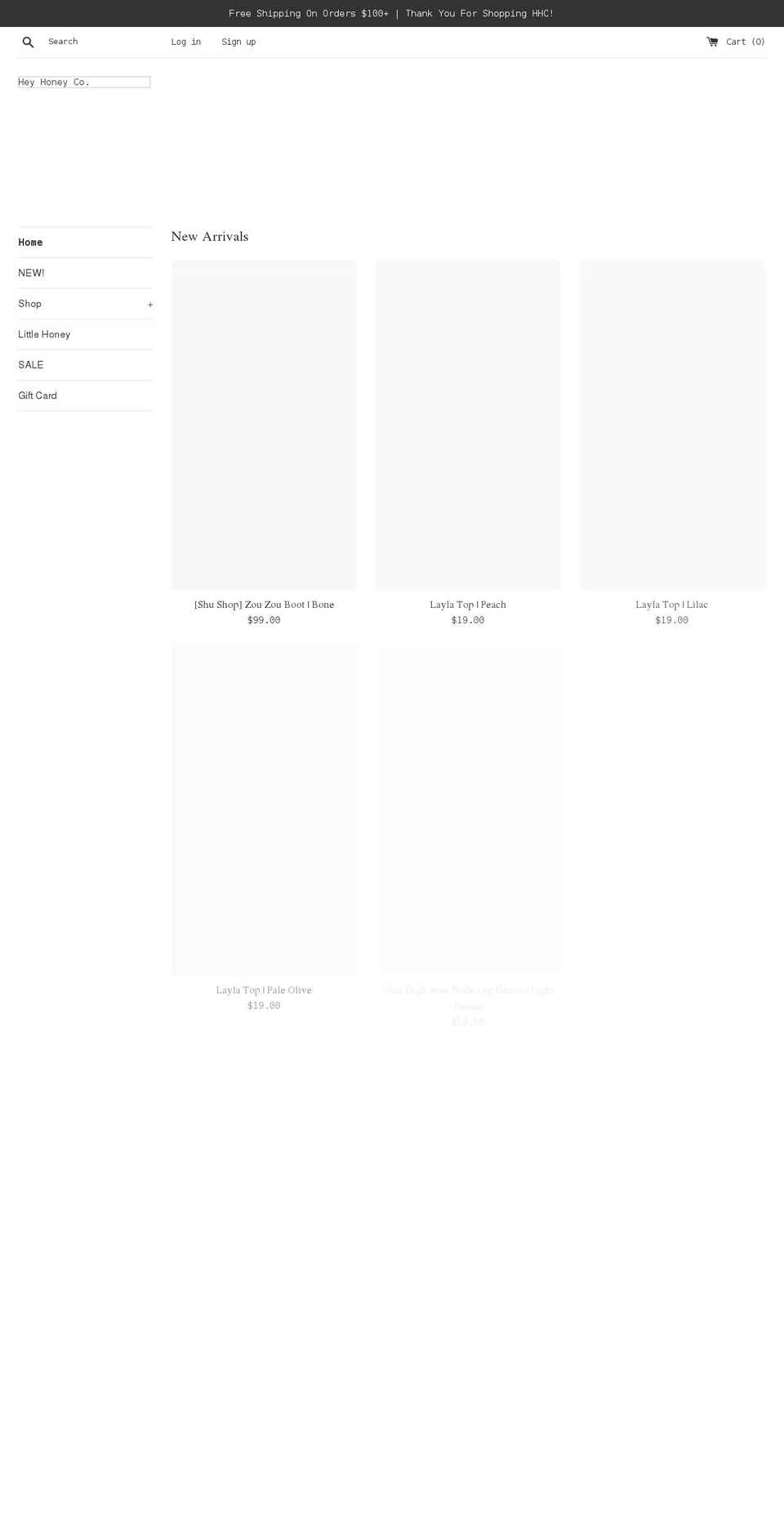 heyhoneyco.com shopify website screenshot
