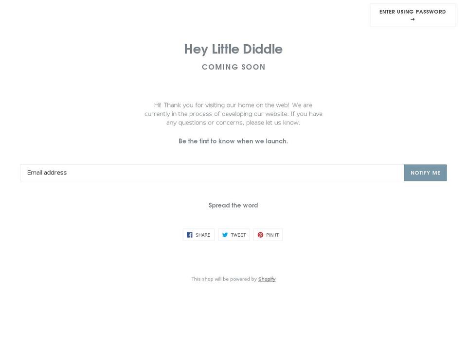 heylittlediddlebaby.com — Shopify storefront screenshot