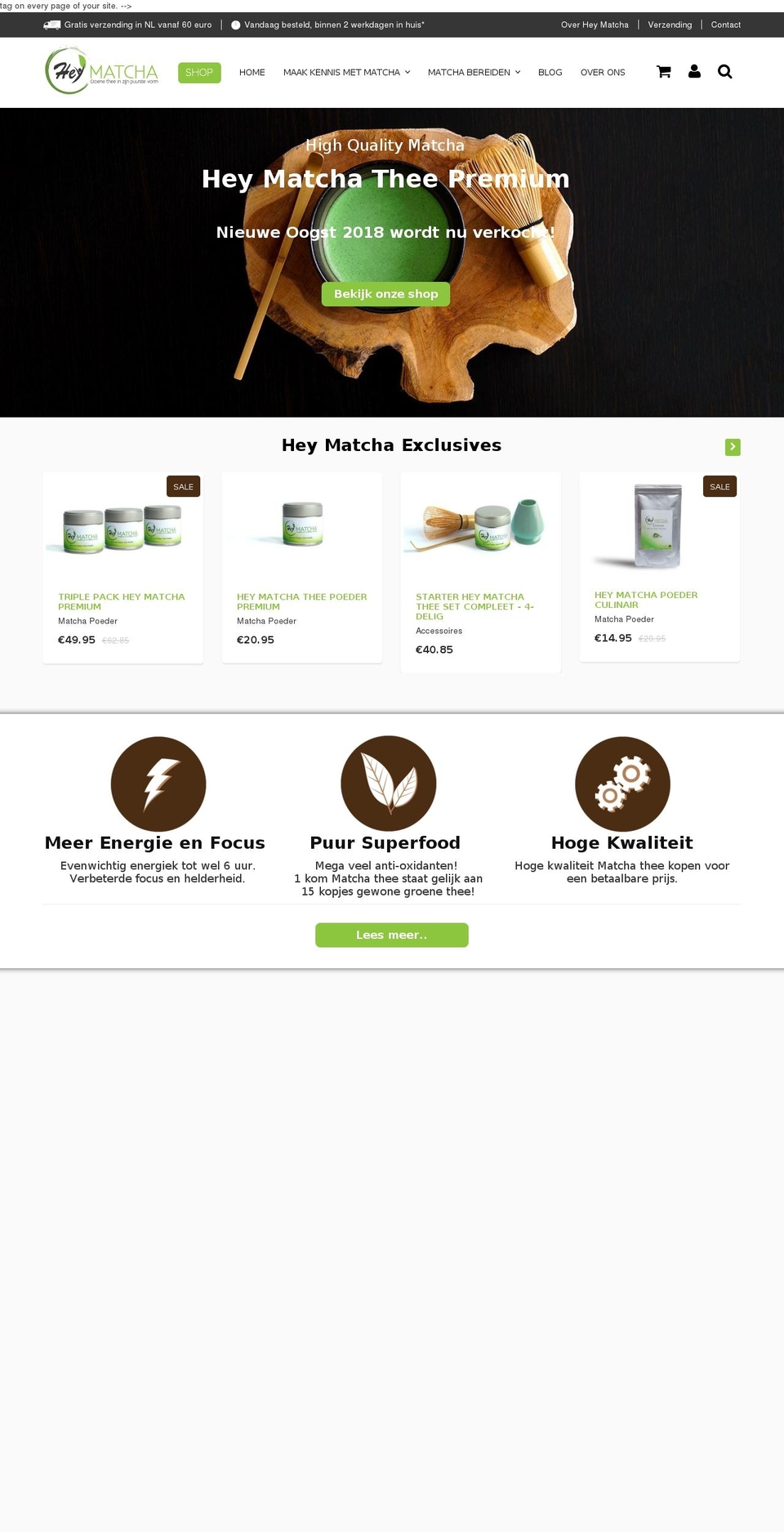 heymatcha.nl shopify website screenshot