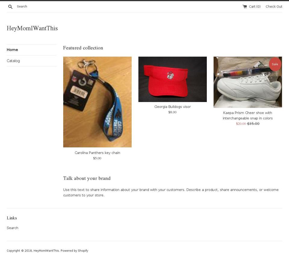 heymomiwantthis.com — Shopify storefront screenshot
