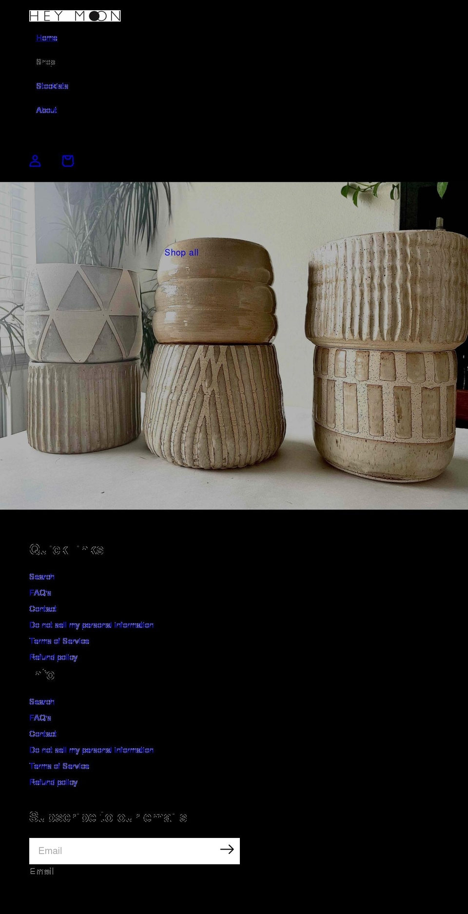 heymoonceramics.com shopify website screenshot