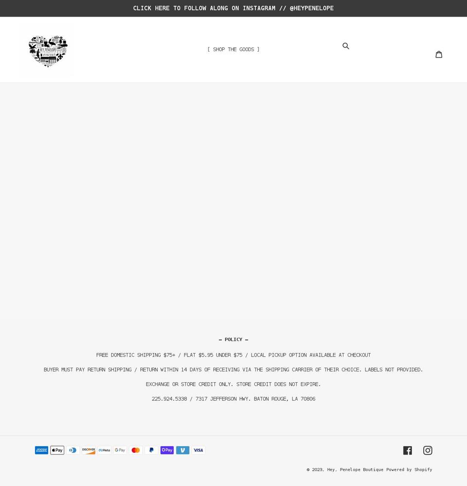 heypenelope.com shopify website screenshot