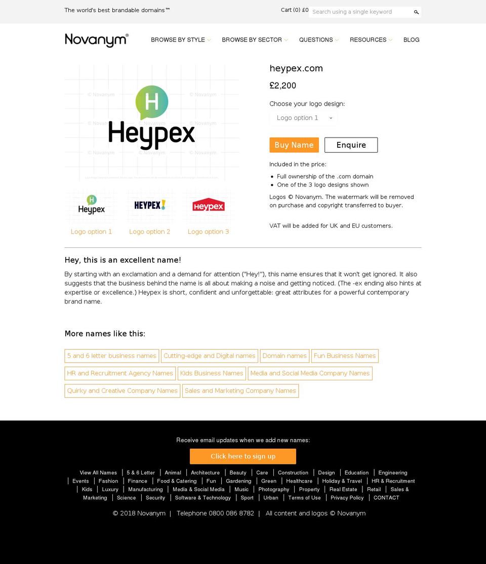 heypex.com shopify website screenshot