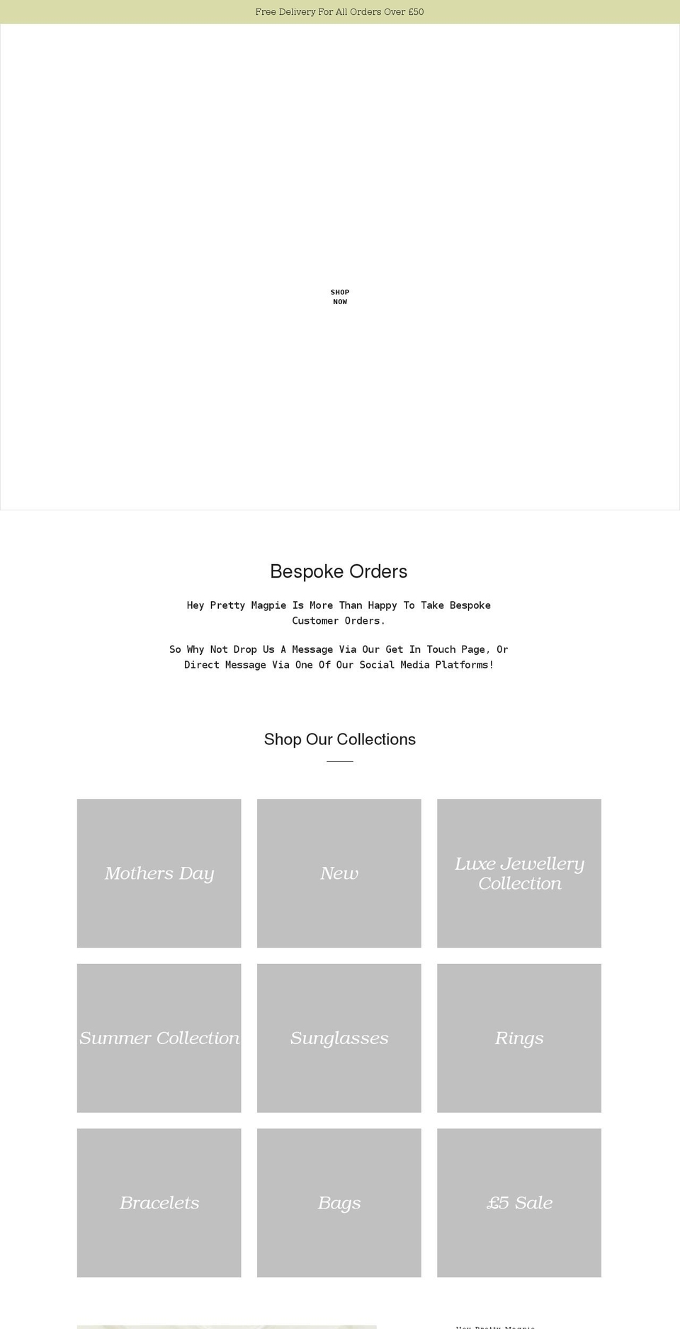 heyprettymagpie.com shopify website screenshot