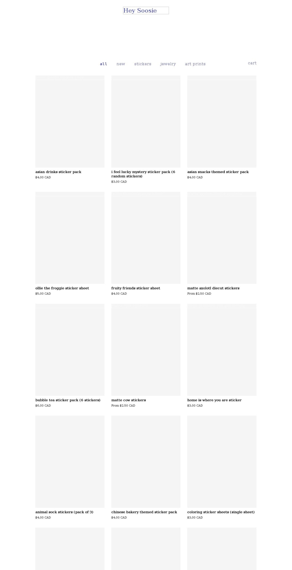 heysoosie.com shopify website screenshot