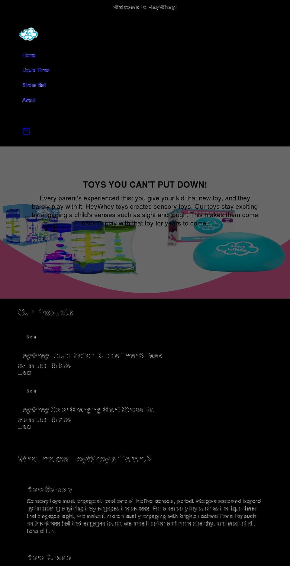 heywheytoys.com shopify website screenshot