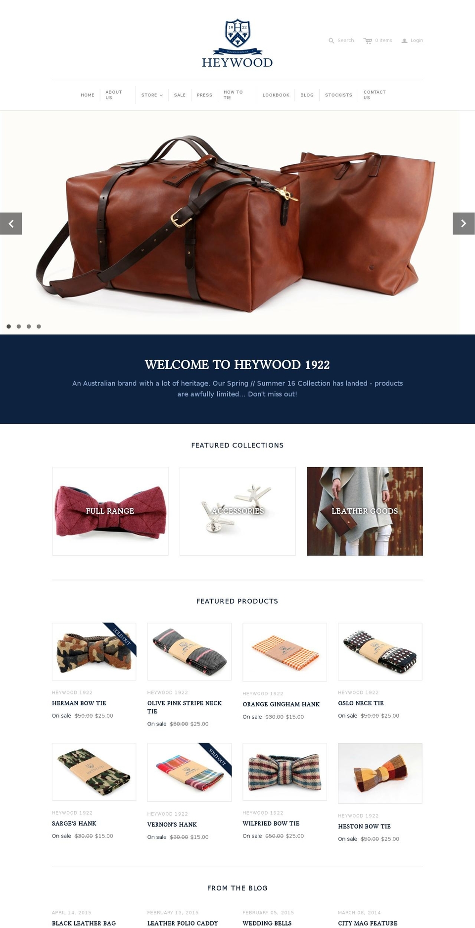 heywood1922.com shopify website screenshot