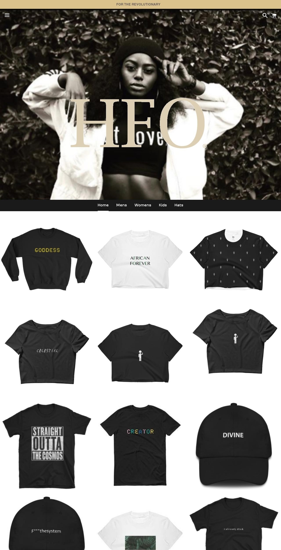 hfoapparel.com — Shopify storefront screenshot