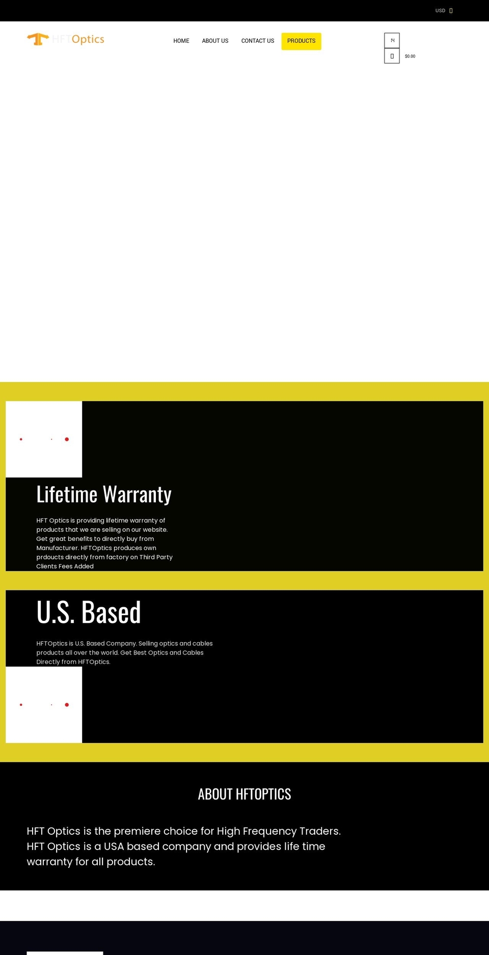 hftoptics.com shopify website screenshot