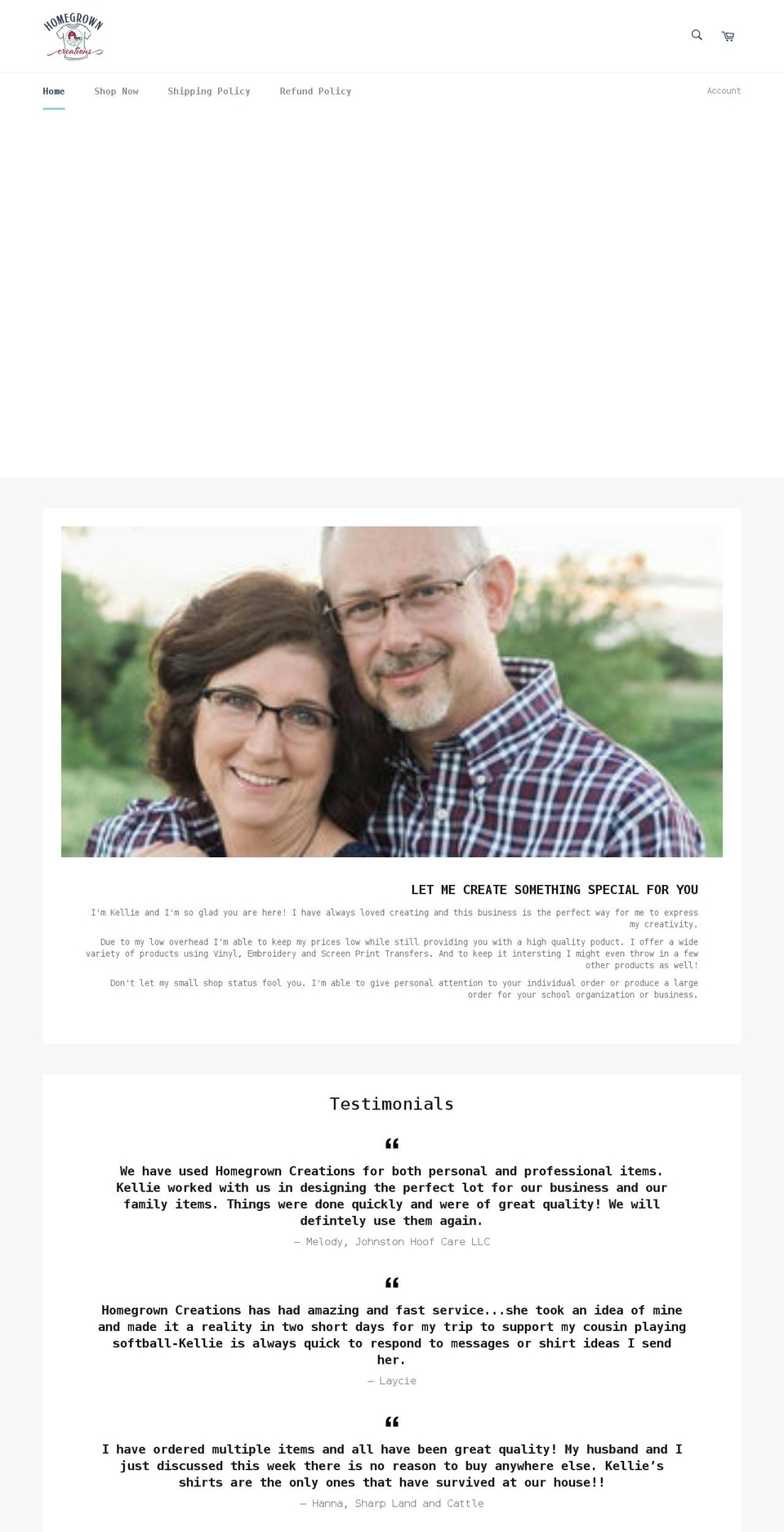 hg-creations.com shopify website screenshot