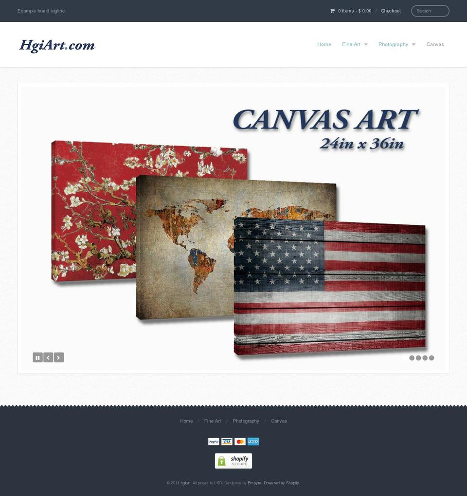 hgiart.com shopify website screenshot