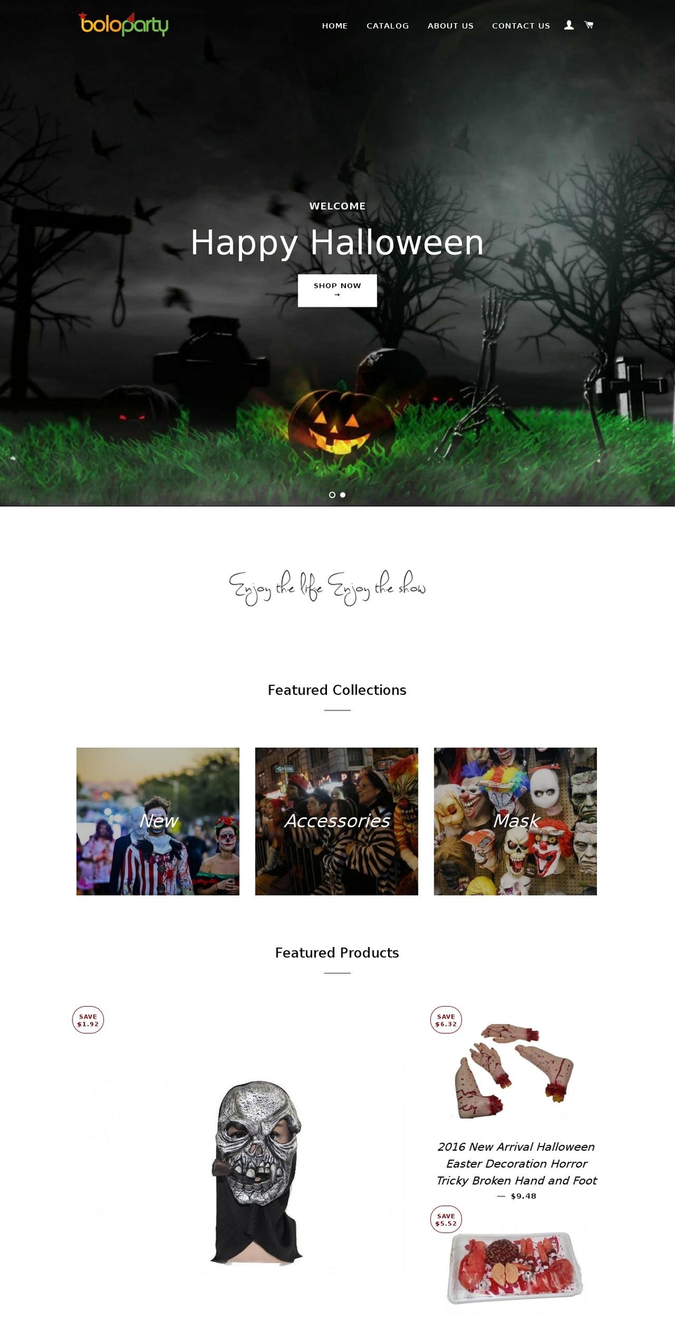 hhalloween.com shopify website screenshot