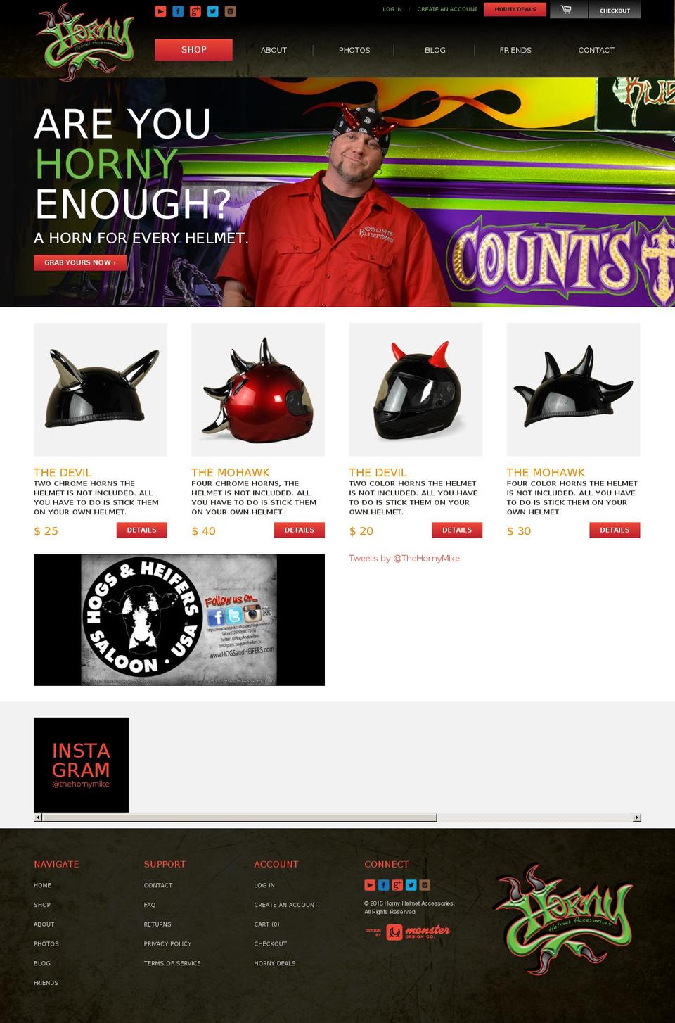 hhhhorns.com shopify website screenshot