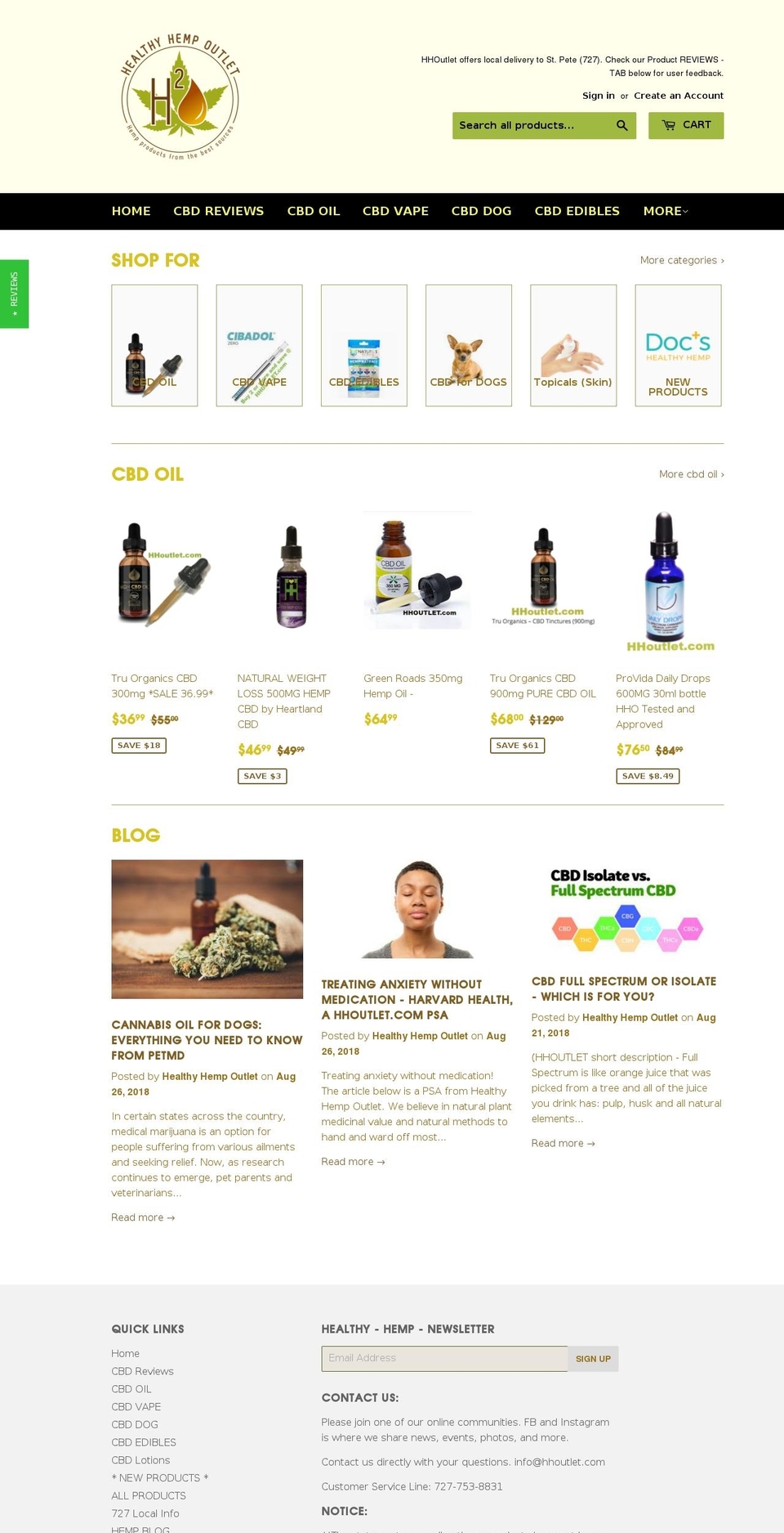 hhoutlet.com shopify website screenshot