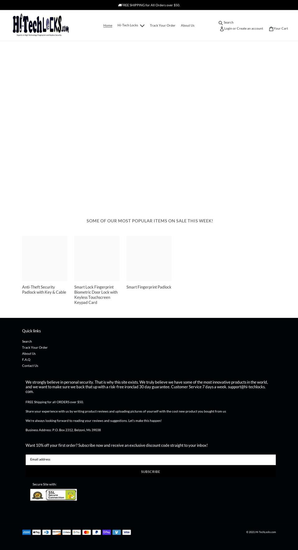 hi-techlocks.com shopify website screenshot