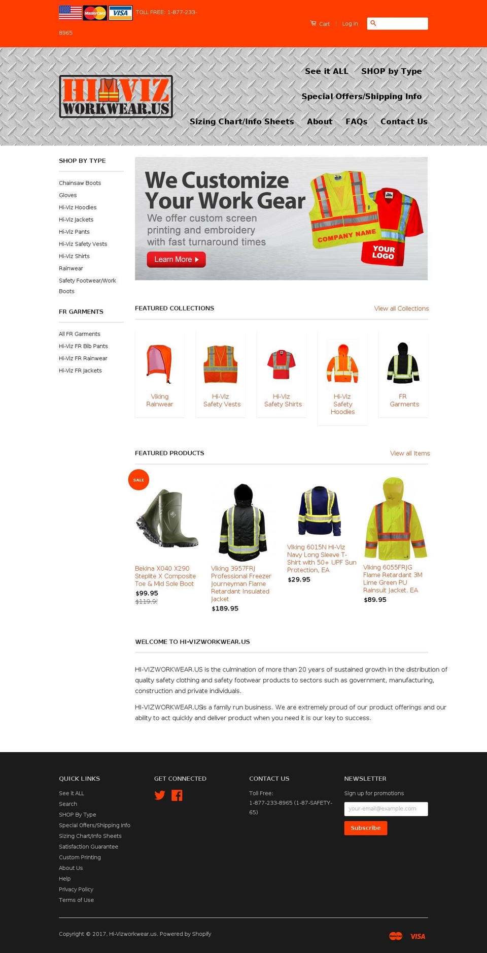 hi-vizworkwear.us shopify website screenshot