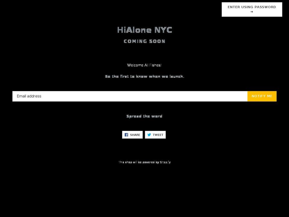 hialonenyc.com shopify website screenshot