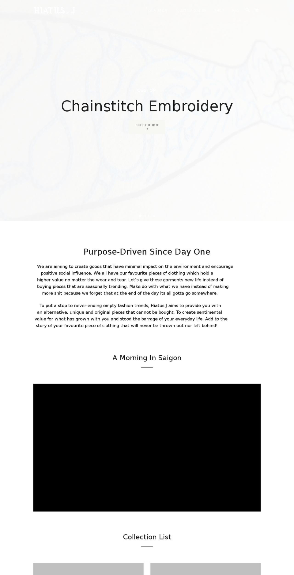 hiatus-j.com — Shopify storefront screenshot