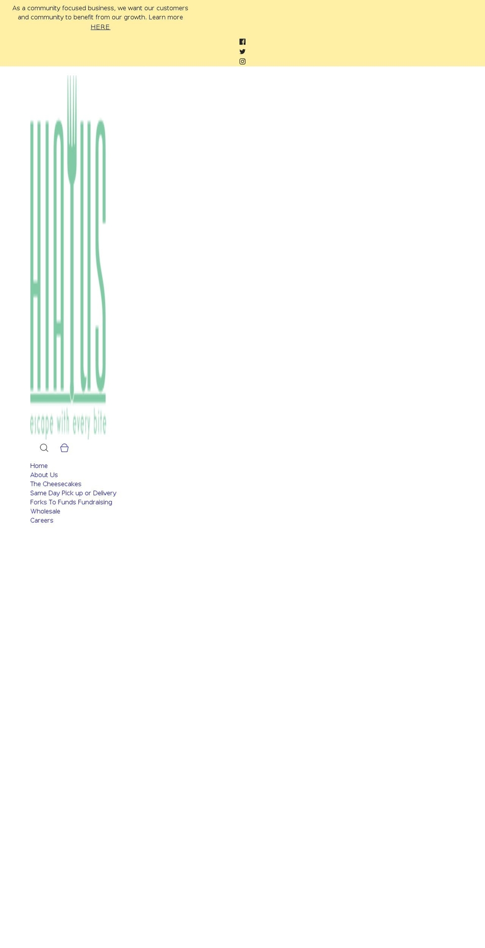 hiatuscheesecake.com shopify website screenshot