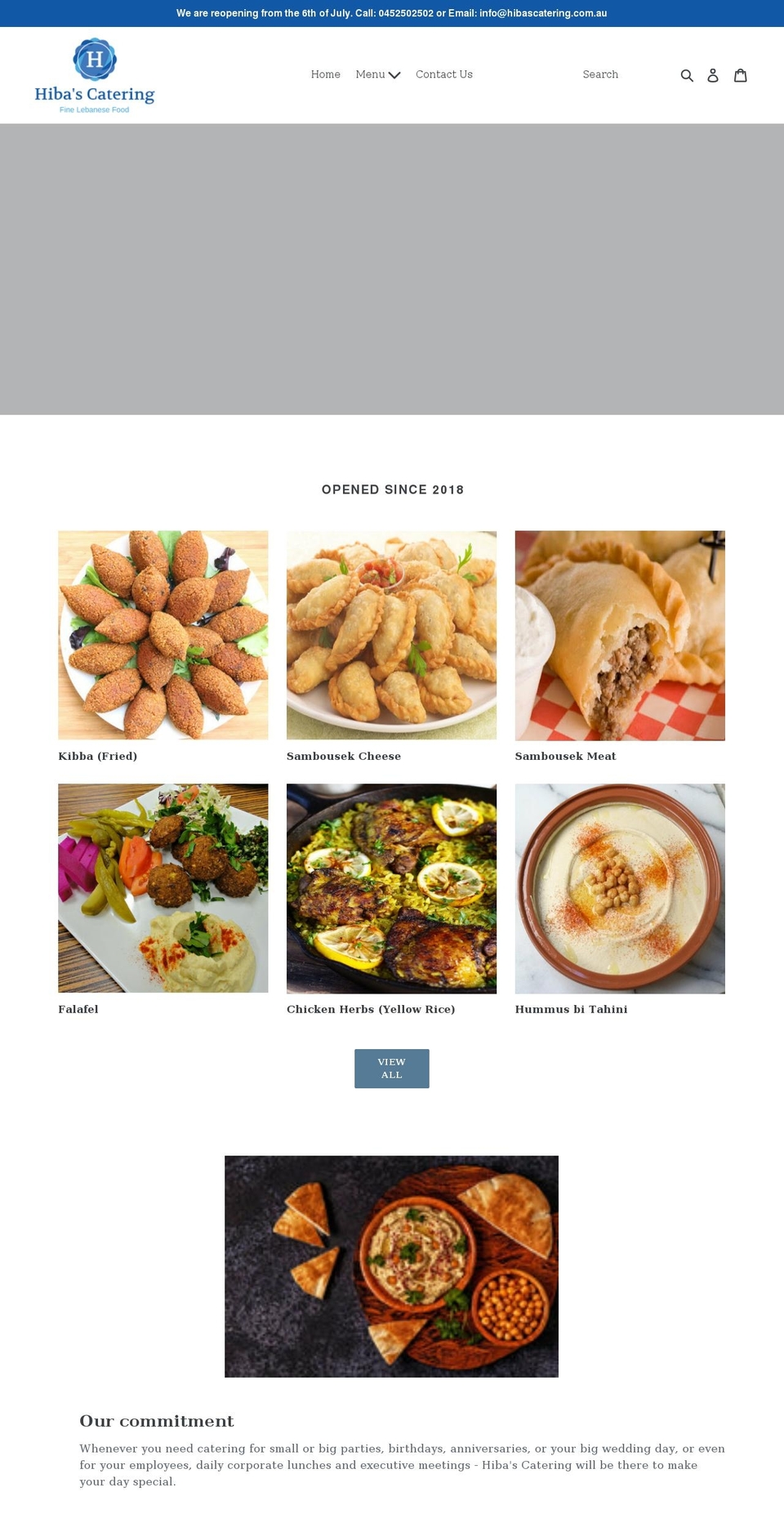 hibascatering.com.au shopify website screenshot