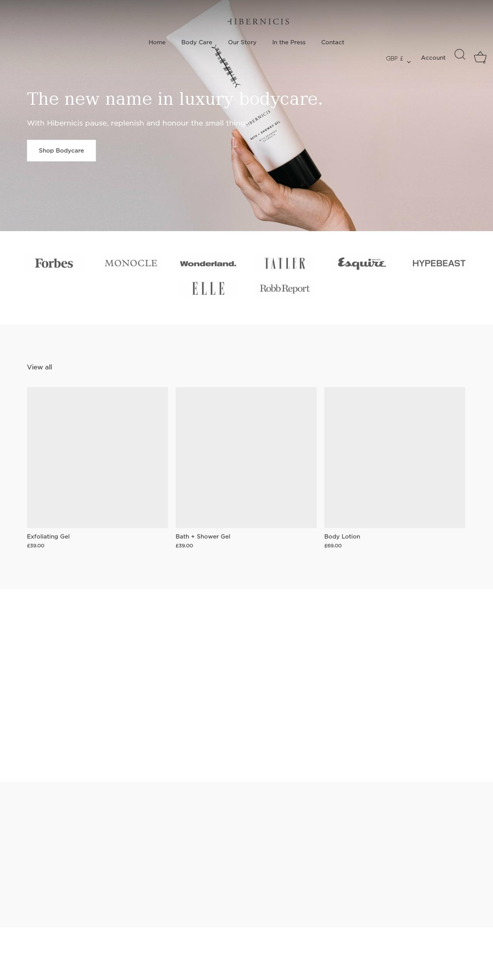 hibernicis.com shopify website screenshot