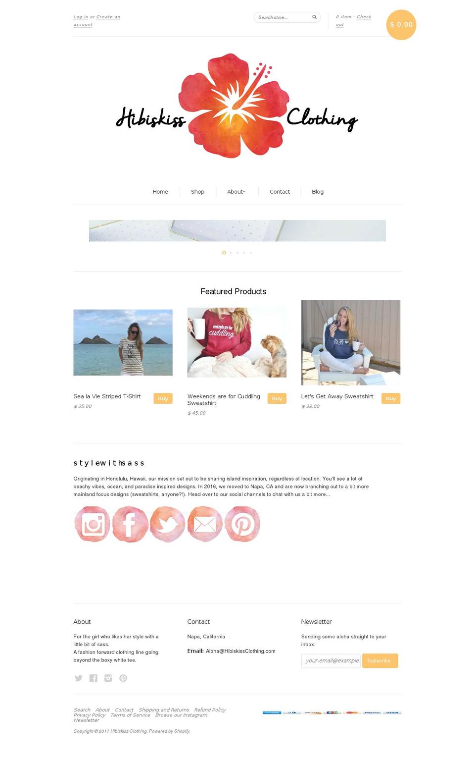hibiskissclothing.com shopify website screenshot