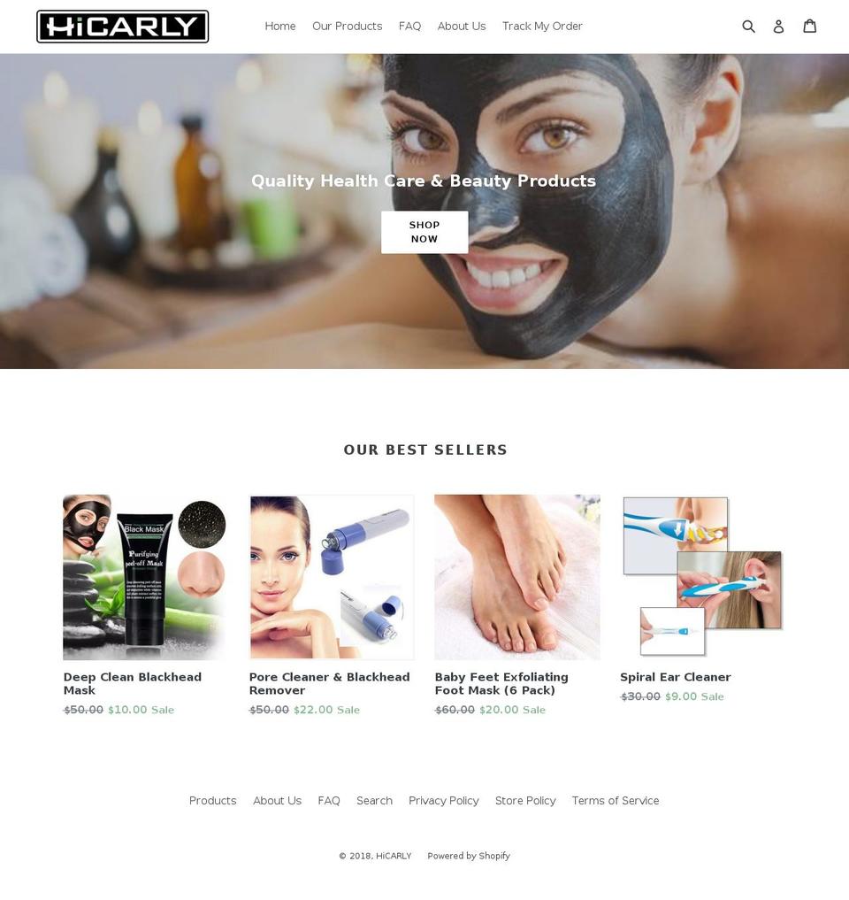 hicarly.com — Shopify storefront screenshot